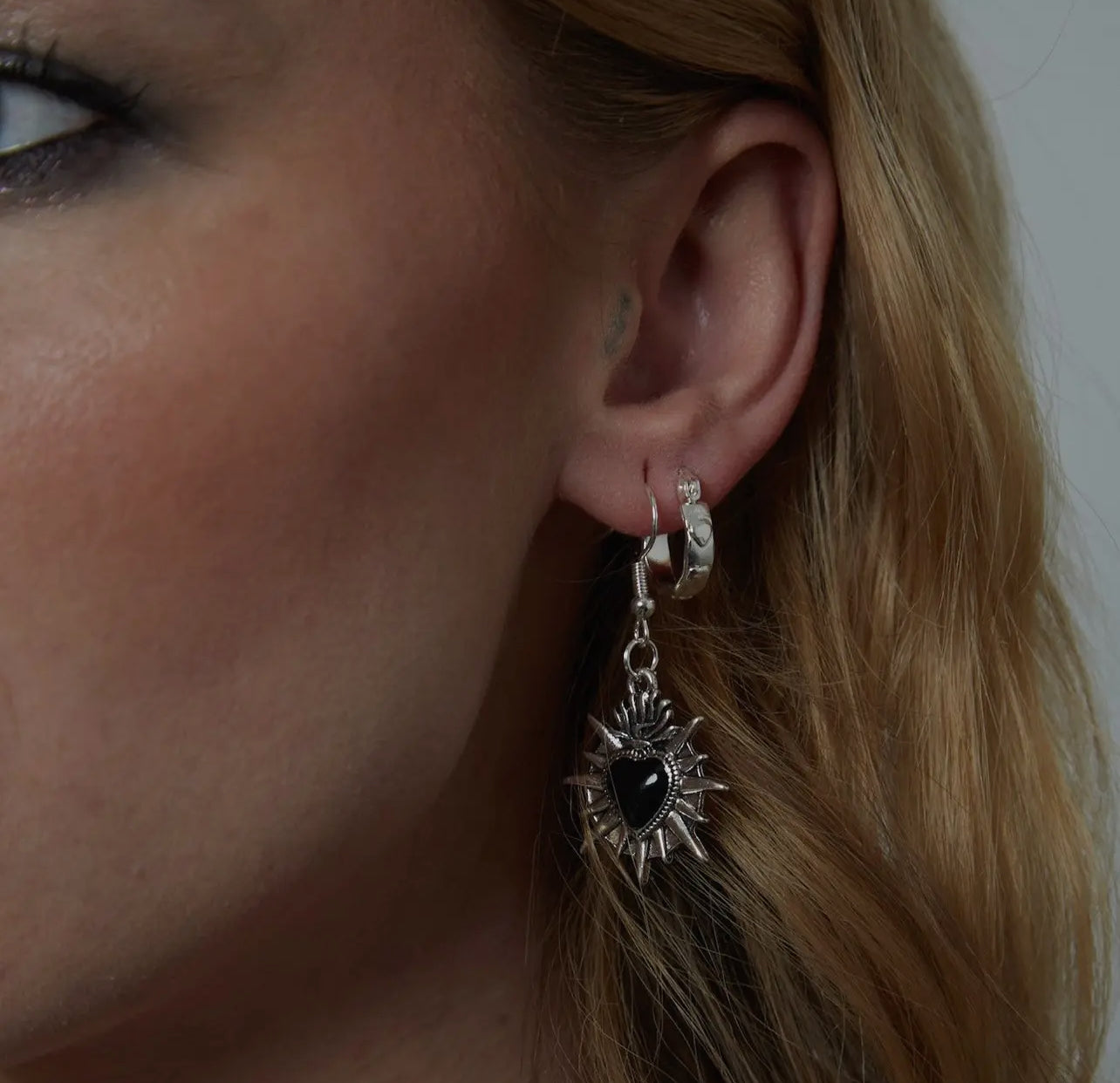 Silver Sacred heart earrings