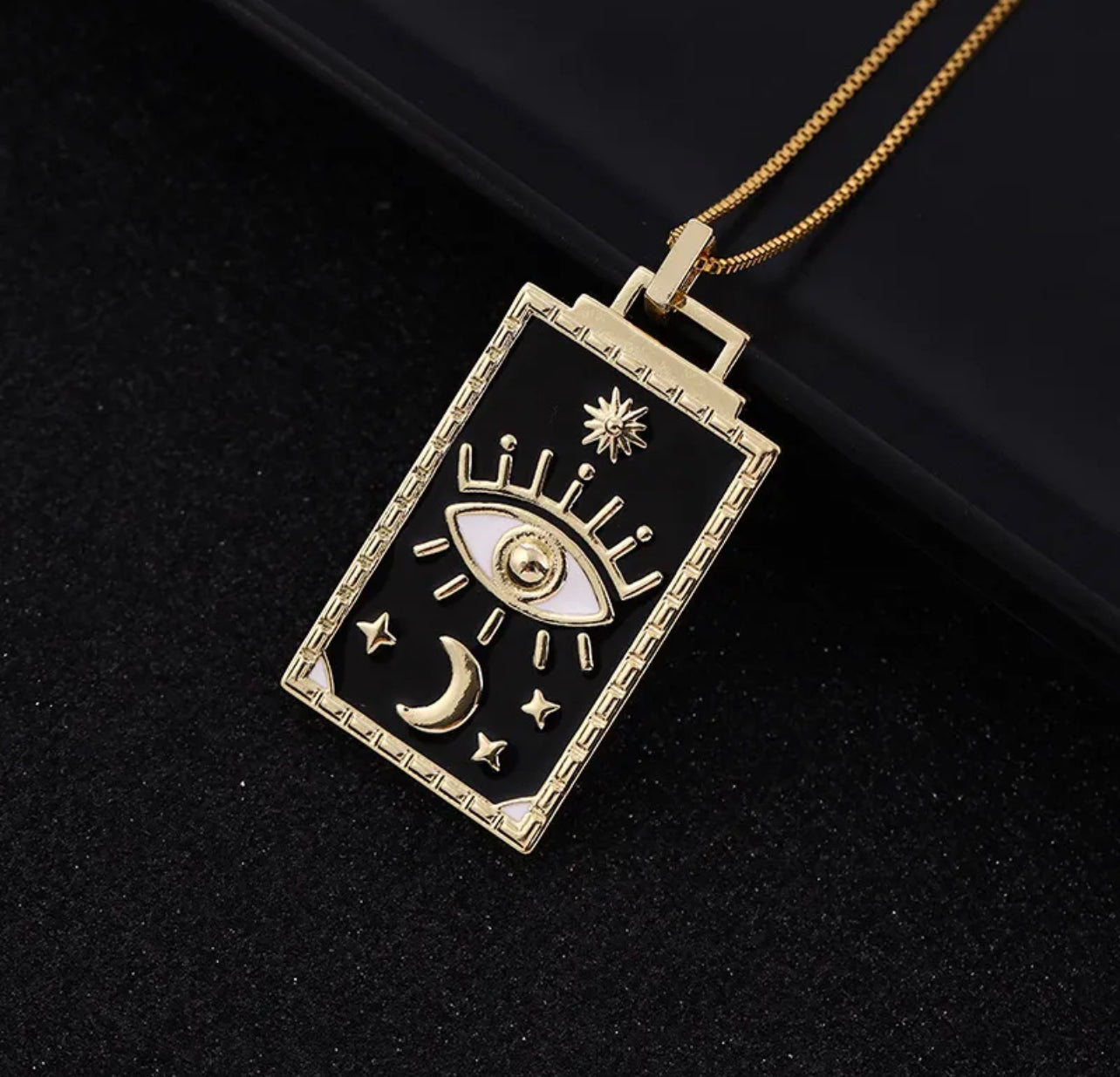 Eye card pendant necklace