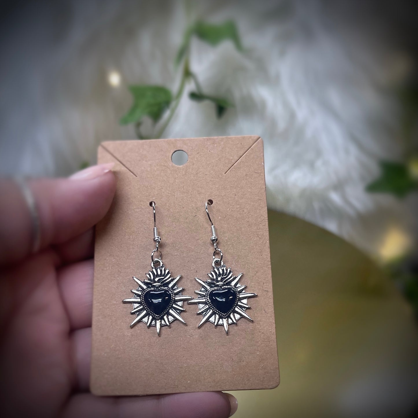 Silver Sacred heart earrings