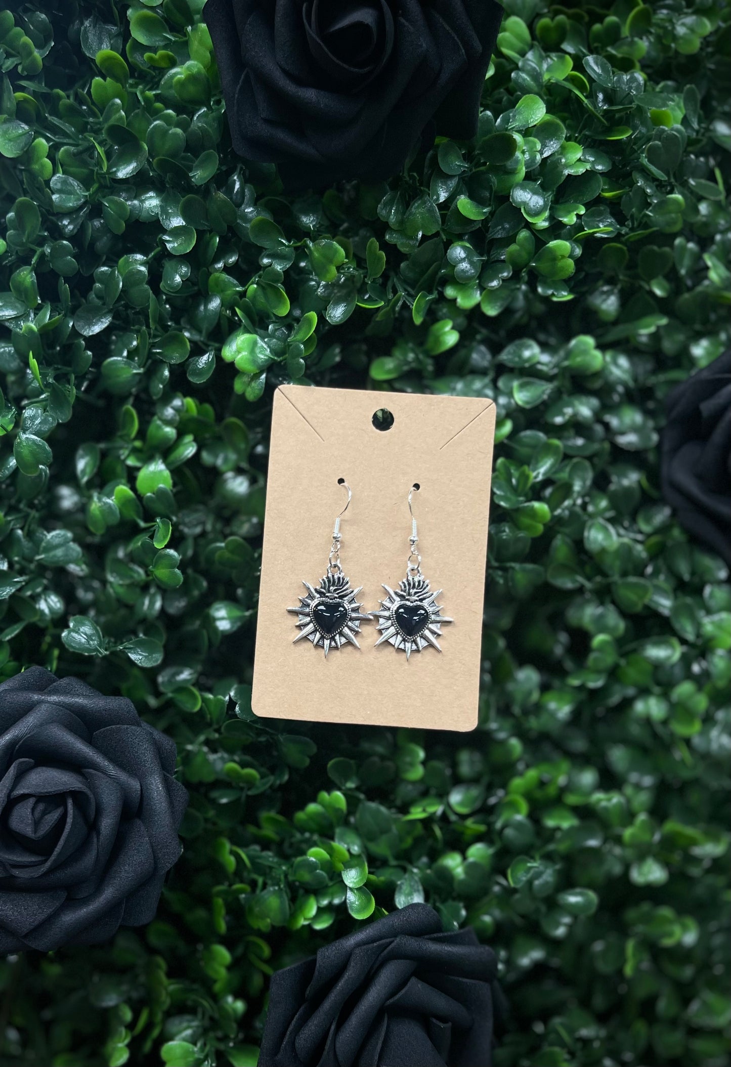 Silver Sacred heart earrings