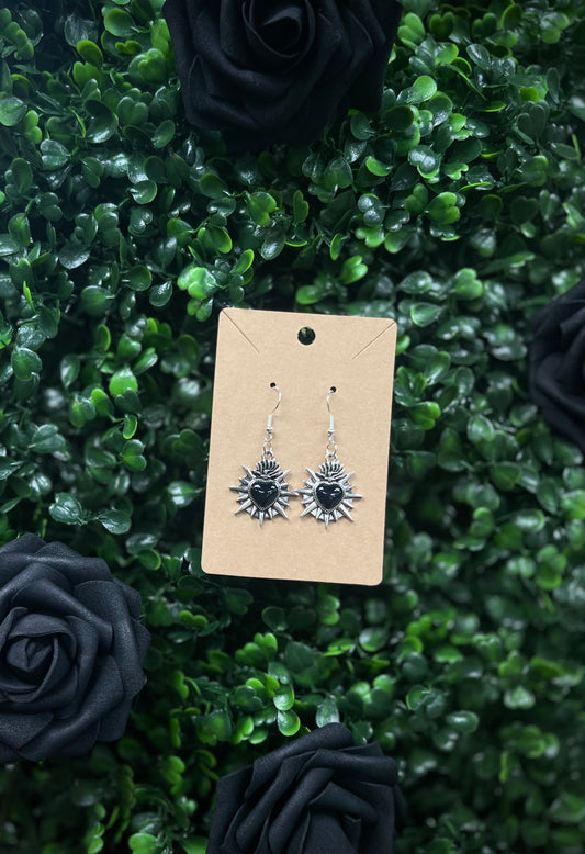 Silver Sacred heart earrings