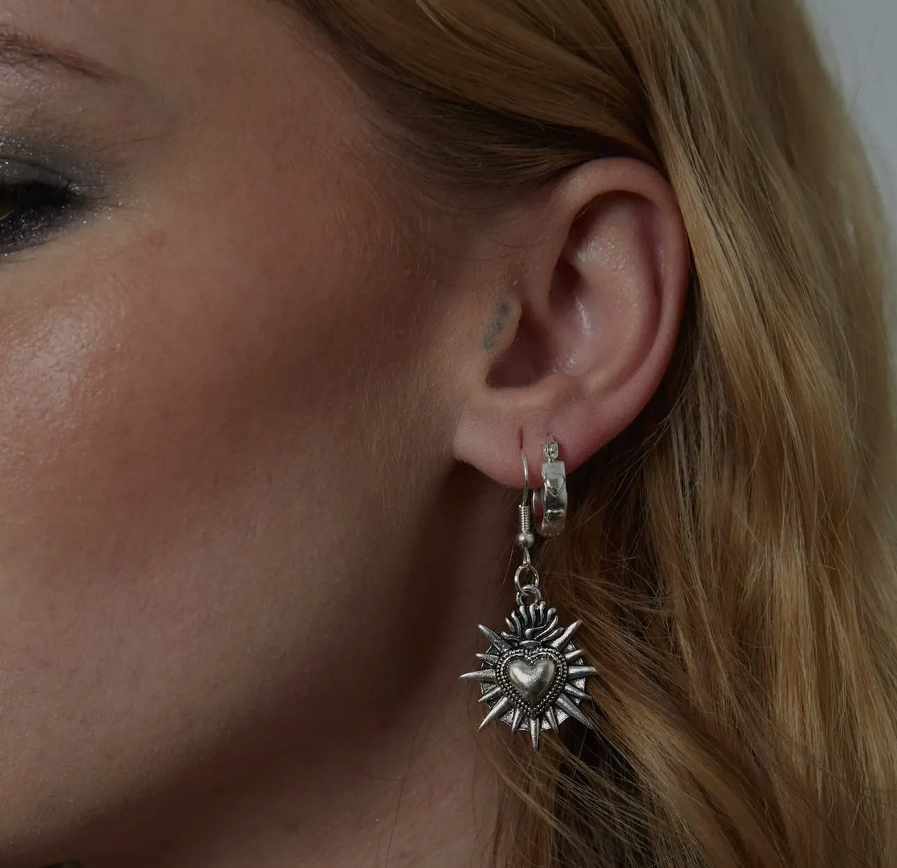 Silver Sacred heart earrings